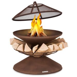 Blumfeldt Aguilera Feuerschale mit Grill Ø 65 cm Holzlager Stahl Rost