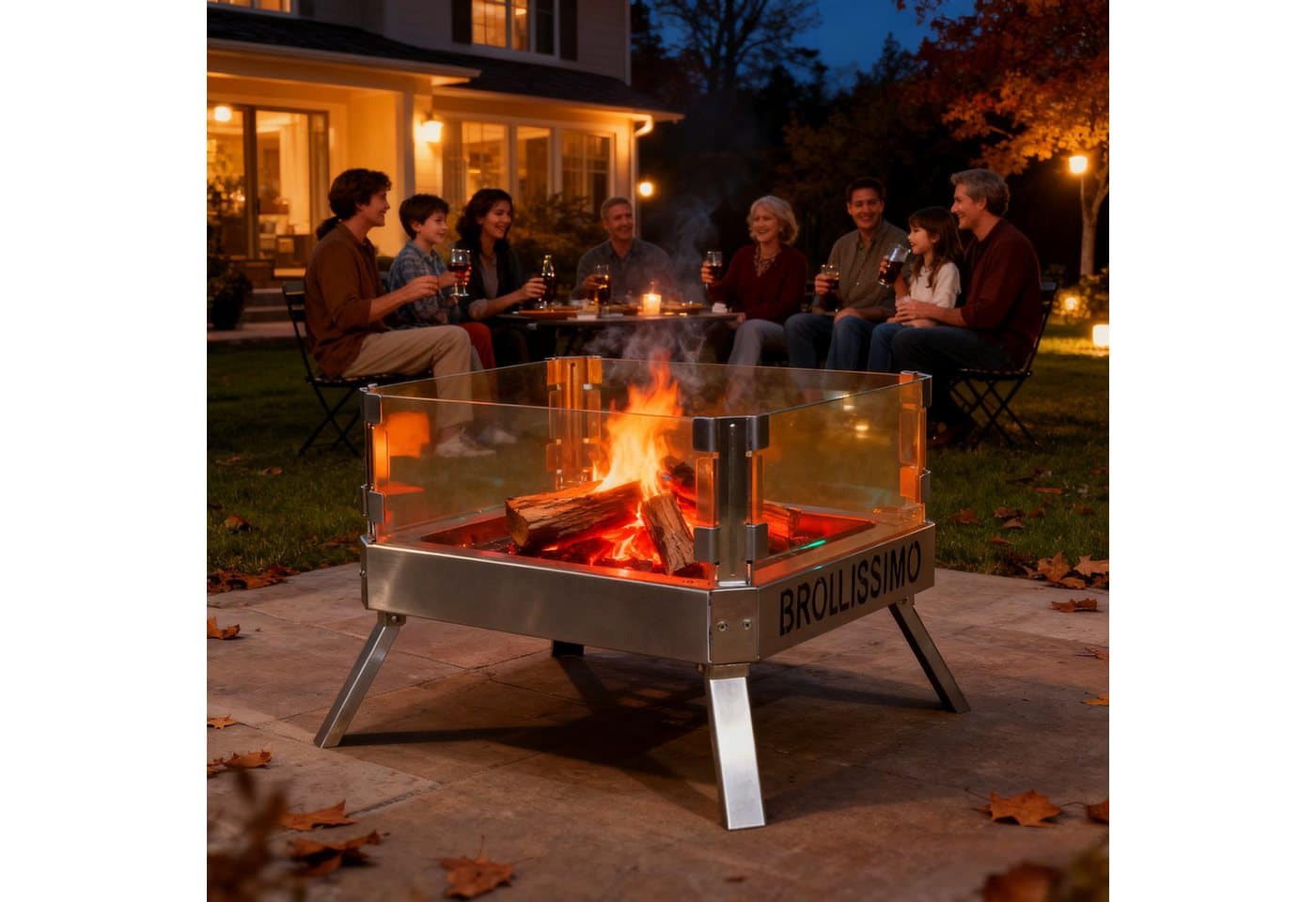 CCLIFE Feuerschale Feuerschale mit Glaskeramik klappbar für Outdoor Camping