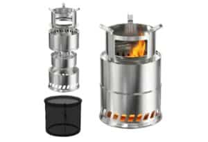 FIVMEN Feuerschale Campingkocher Feuerschale Outdoor Holzvergaser Kocher Edelstahl