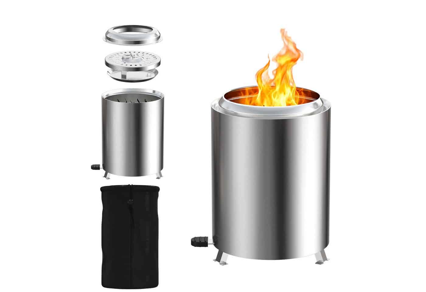 FIVMEN Feuerschale Campingkocher Feuerschale Outdoor Holzvergaser Kocher Edelstahl