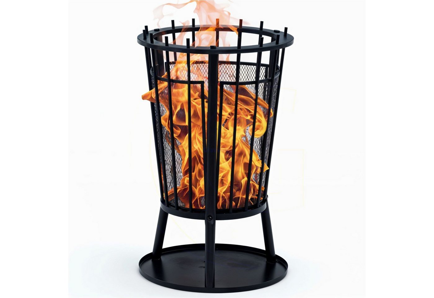 Gravidus Feuerkorb Feuerkorb mit Funkenschutz und Bodenplatte Ø40 cm für Garten Terrasse