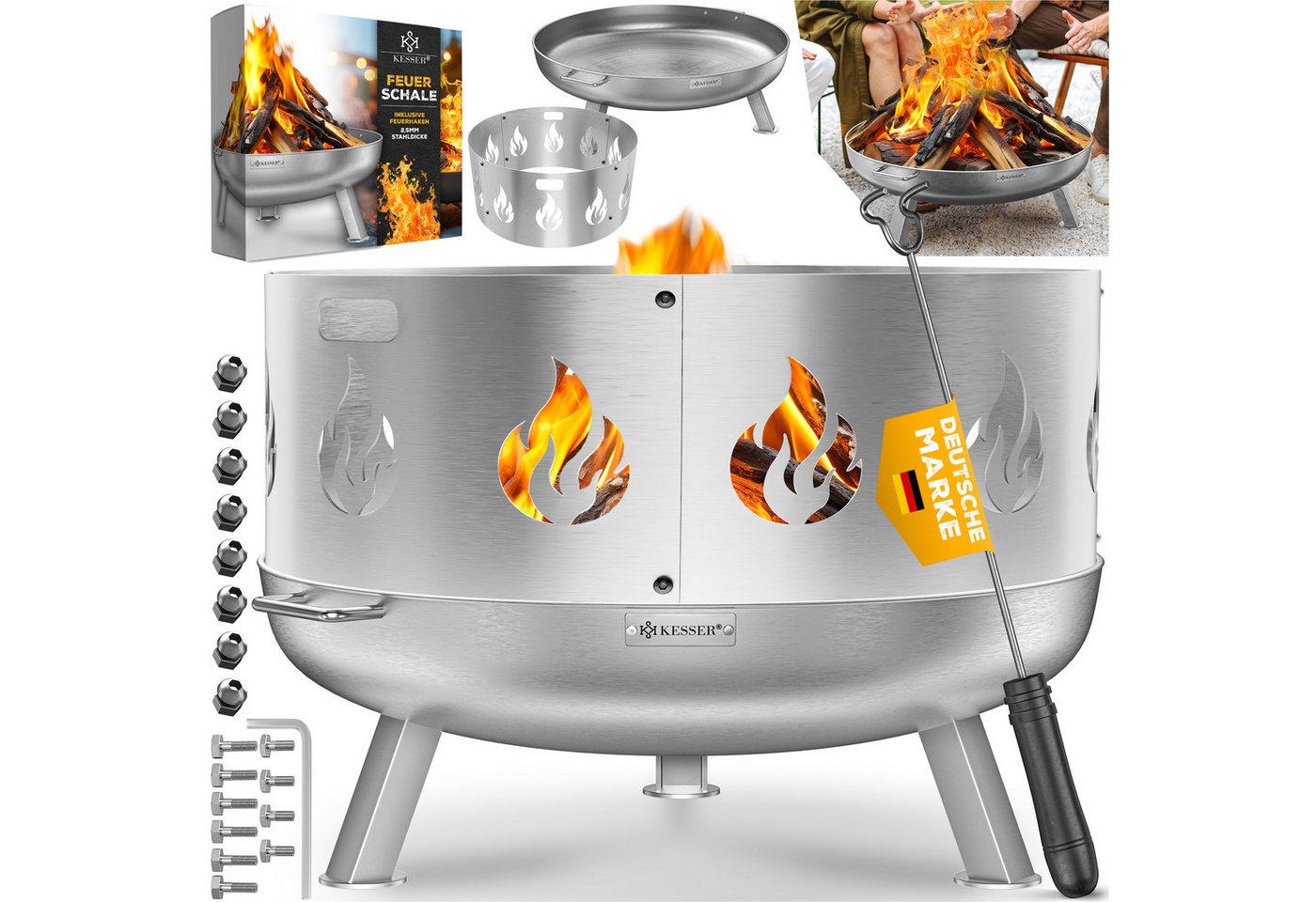KESSER Feuerschale Feuertonne mit 2