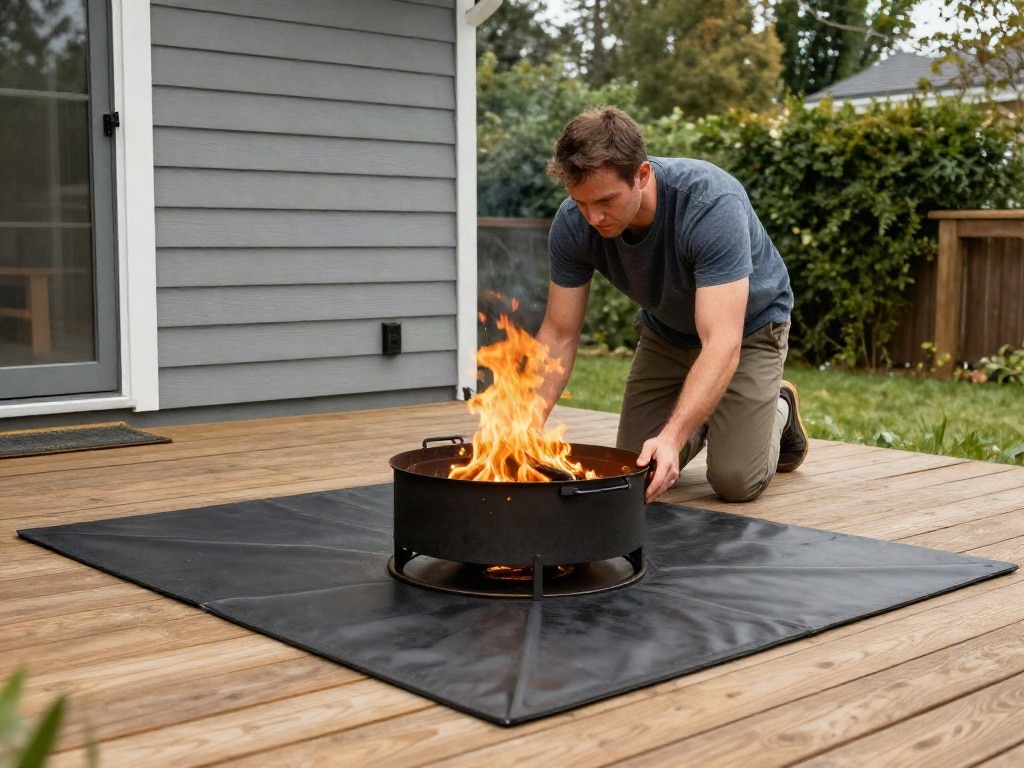 Feuerkorb auf Holzterrasse