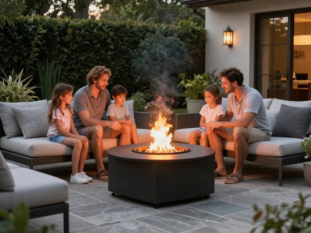 Feuerkorb auf Terrasse
