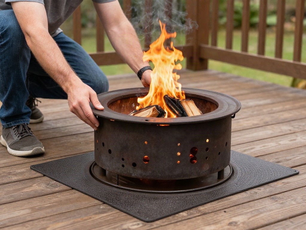 Feuerschale auf Holzterrasse