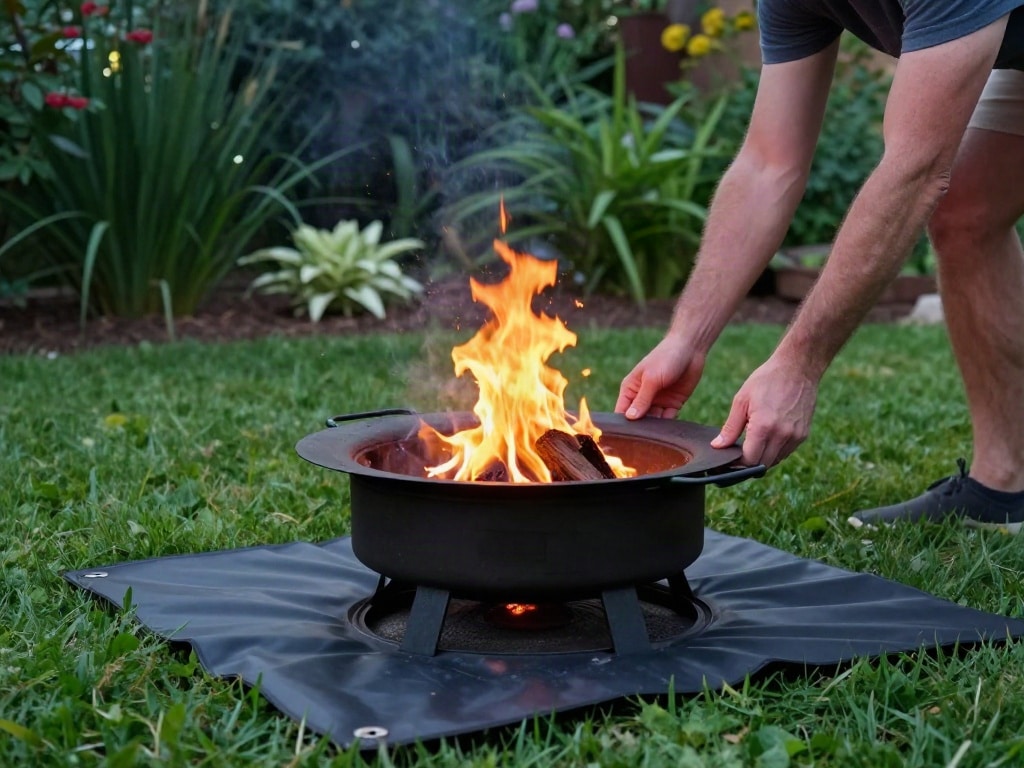 Feuerschale auf Rasen