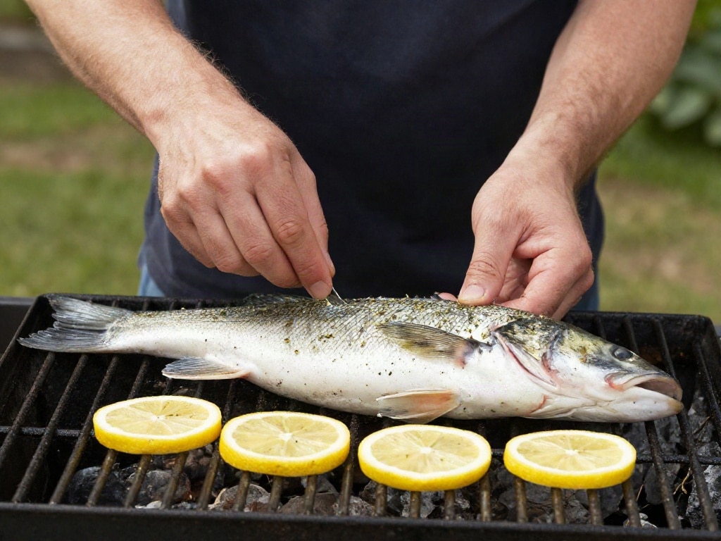 Fisch auf Feuerschale grillen