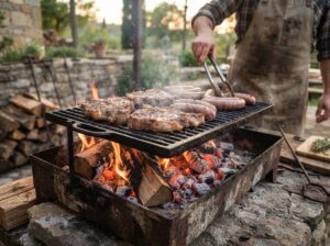 Grillen über Holzfeuer