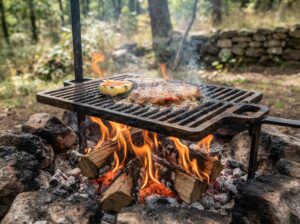 Grillrost über offenem Feuer