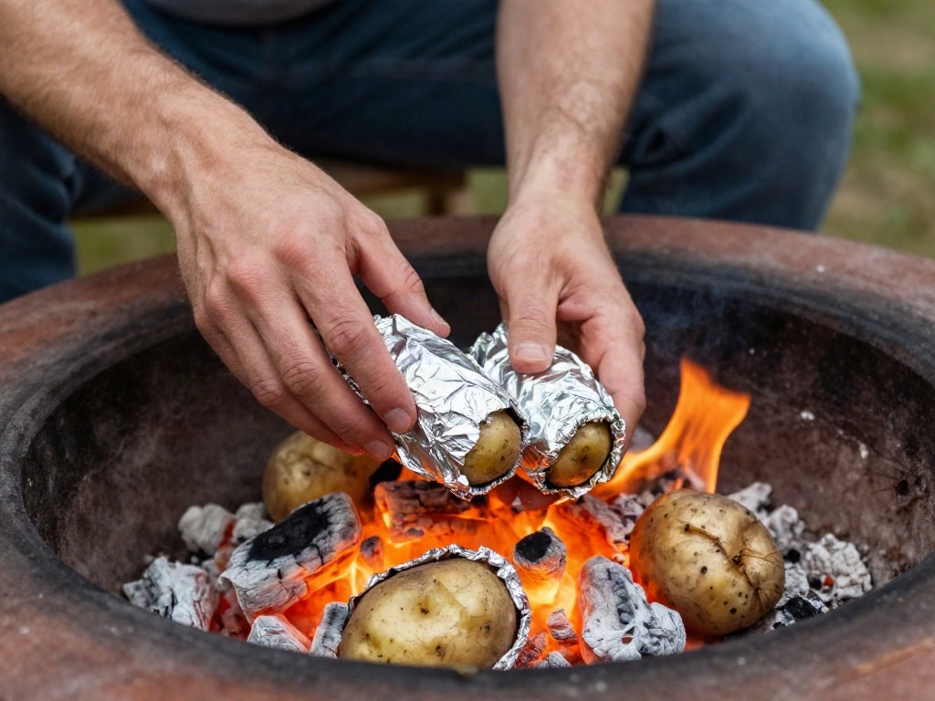 Kartoffeln in Feuerschale