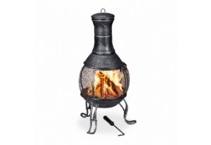 relaxdays Feuerschale Aztekenofen für Garten grau