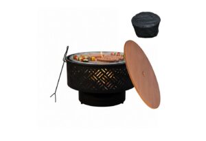 relaxdays Feuerschale mit Deckel und Grill