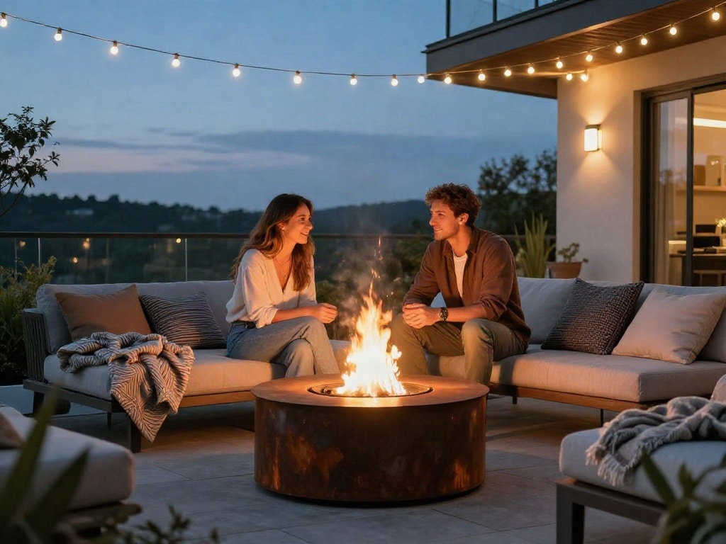 Terrasse im Herbst gemütlich