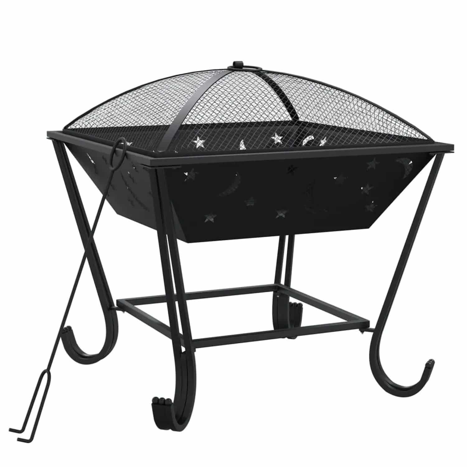 vidaXL Feuerschale mit Schürhaken 50 cm XXL Stahl Modell 2