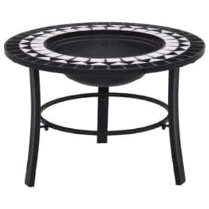 vidaXL Feuerstelle Mosaik Keramik Schwarz und Weiß 68 cm