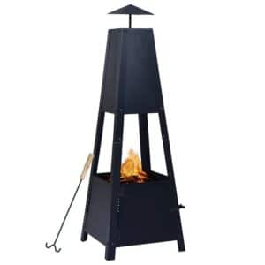 vidaXL Feuerstelle Schwarz 35×35×99 cm Stahl