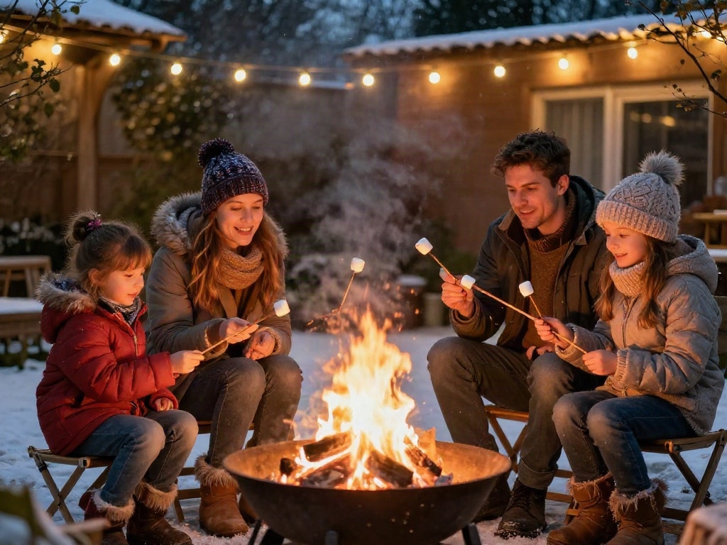 Winterparty Garten Feuer